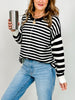 Contrast Stripe Front Seam Long Sleeve Sweater