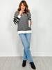 Contrast Stripe Front Seam Long Sleeve Sweater