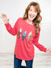 Long Sleeve Urban Ribbed Christmas Tree Patch Top