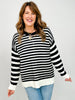 Contrast Stripe Front Seam Long Sleeve Sweater