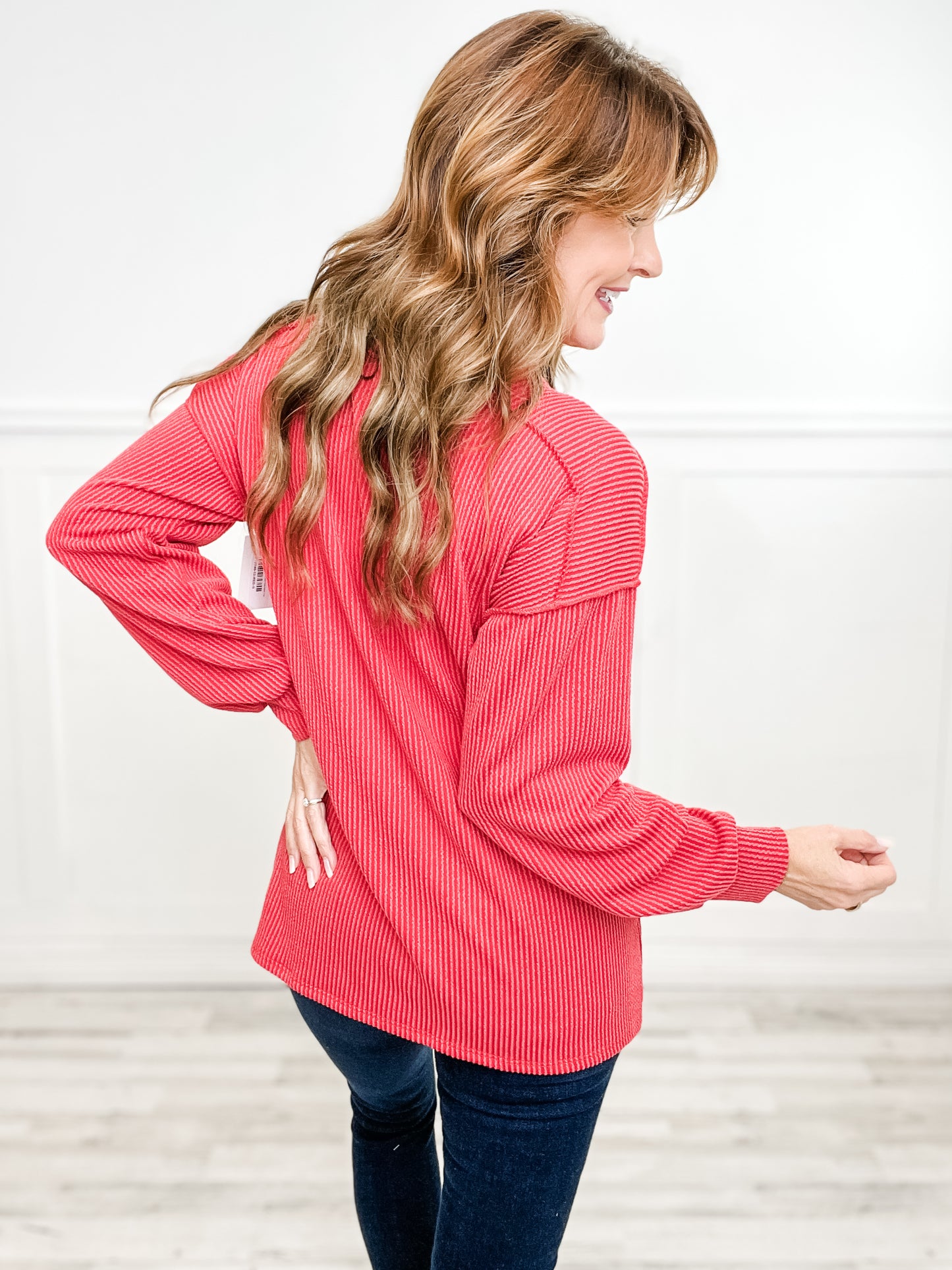 Long Sleeve Urban Ribbed Christmas Tree Patch Top