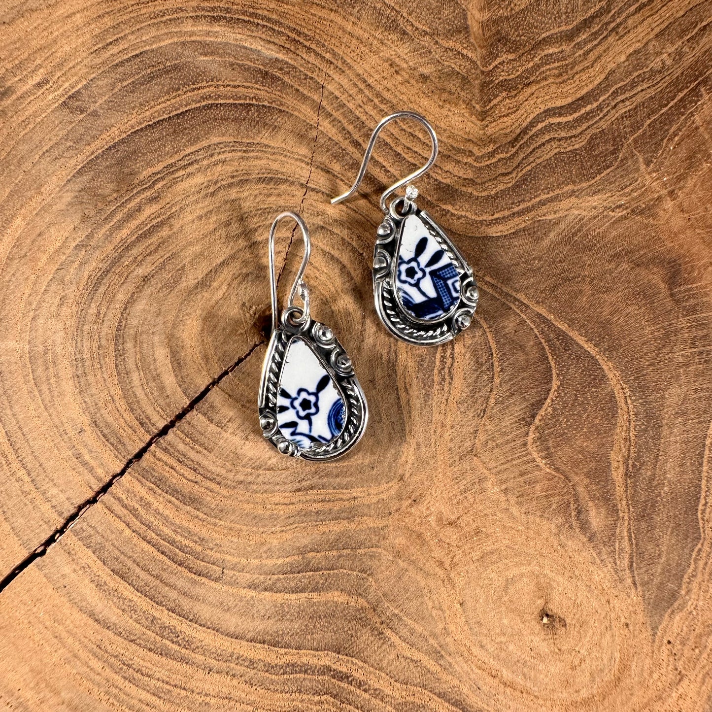 Hand Painted Ceramic Tile Earrings