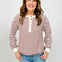 Stripe Henley Snap Button Long Sleeve Knit Top
