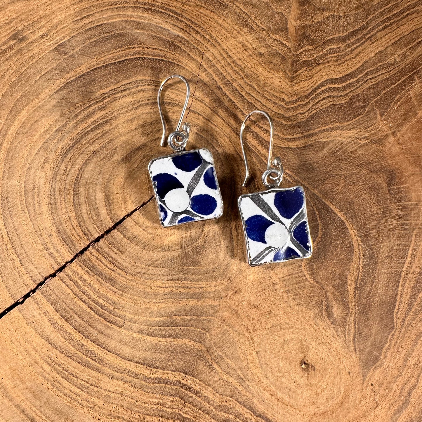 Hand Painted Ceramic Tile Earrings