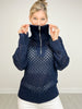 Long Sleeve Solid Knit Sweater with Quarter Zip-Up Neckline