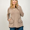 Long Sleeve Ribbed Knit Bishop Pocket Top