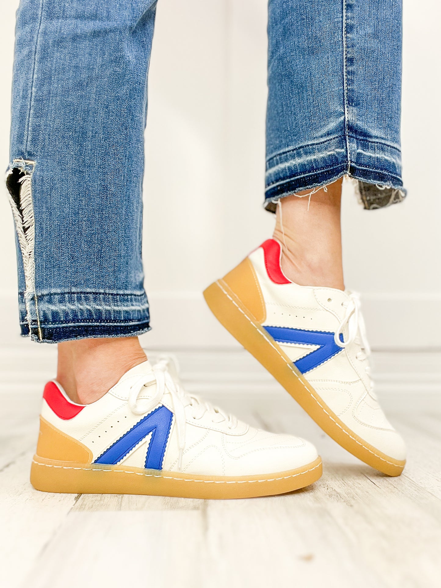 Mia Vesta Sneaker in White and Cobalt