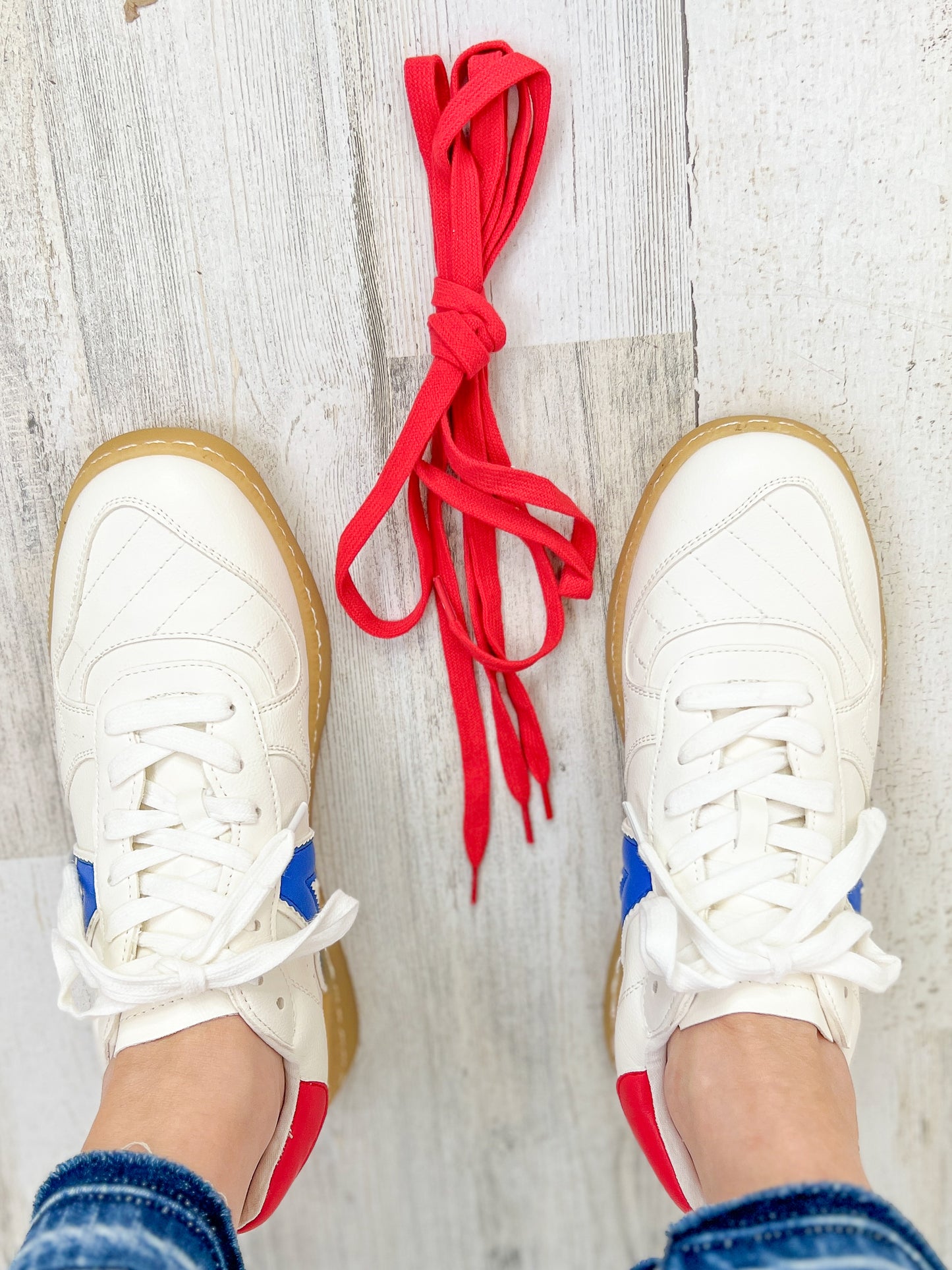 Mia Vesta Sneaker in White and Cobalt