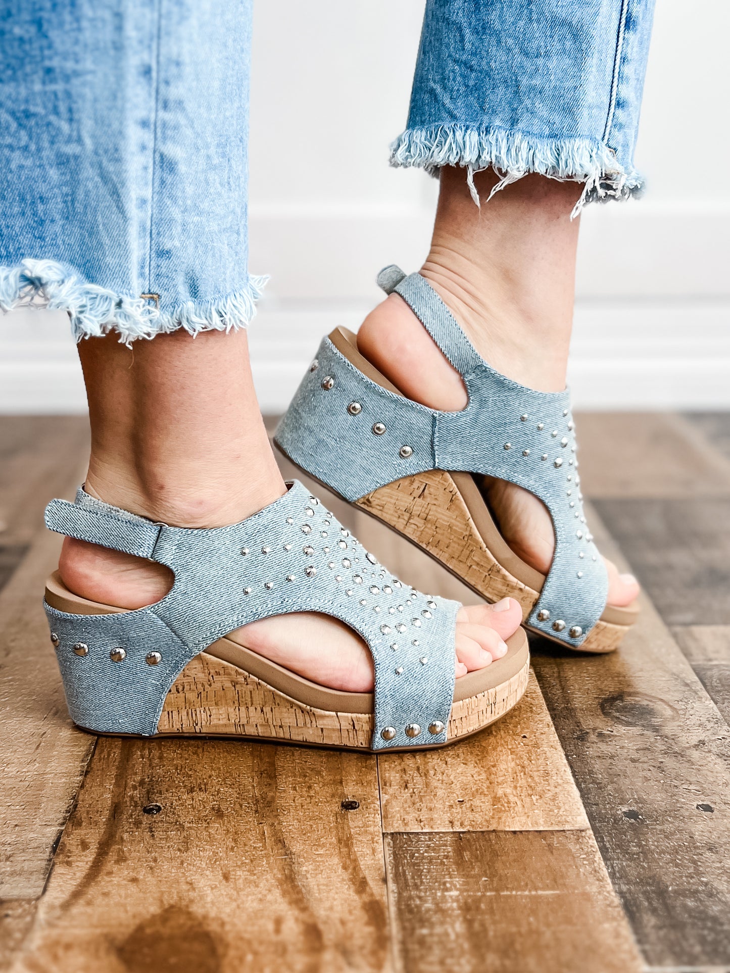 Corkys Docie Doe Wedges in Denim