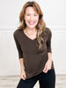 Signature Classic Poly Blend V-Neck Top with 3/4" Sleeves - GROUP B