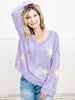 A Star Is Born Long Sleeve Star Print Lightweight Sweater