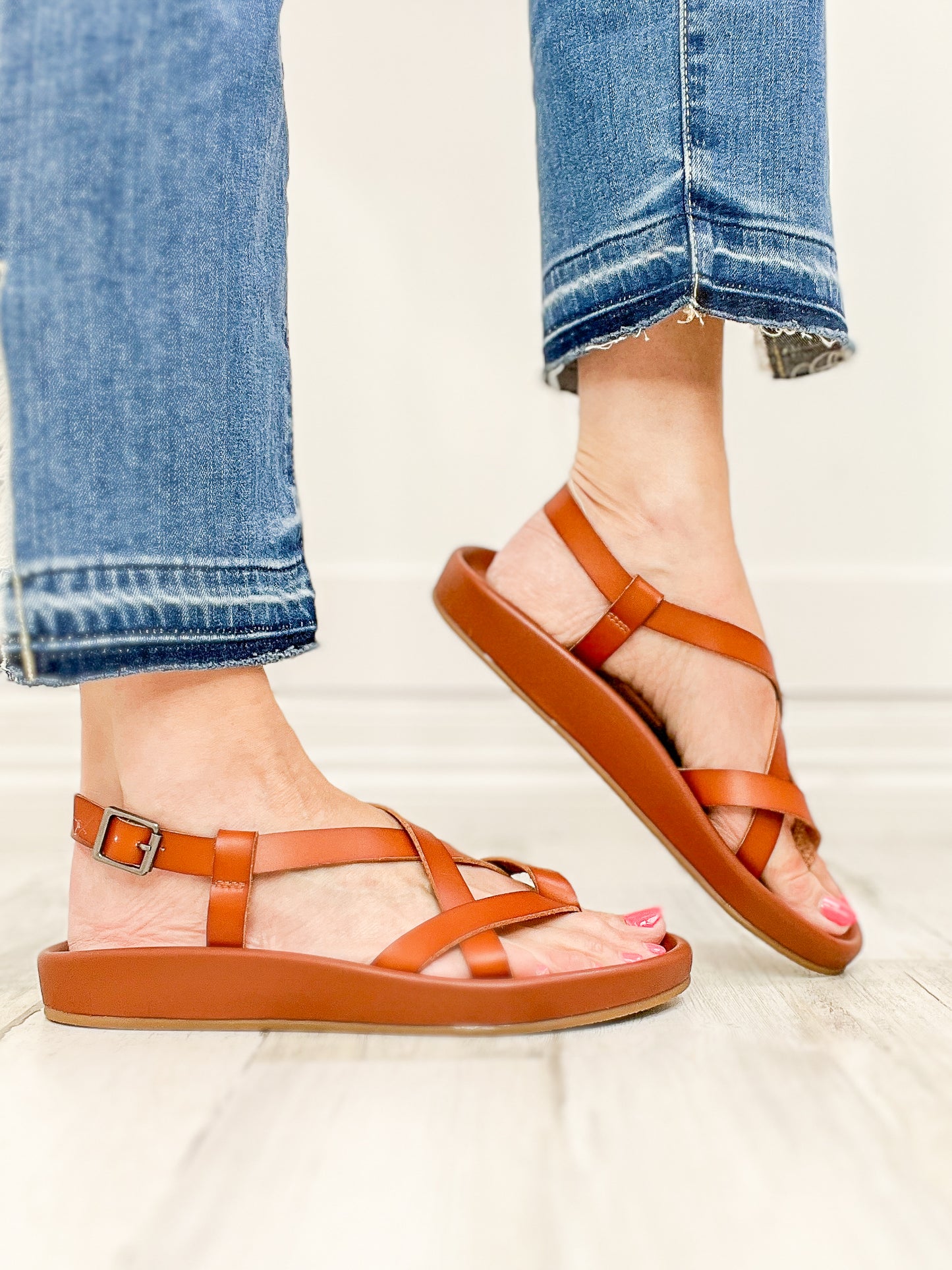 MIA Zurie Strappy Sandal in Cognac