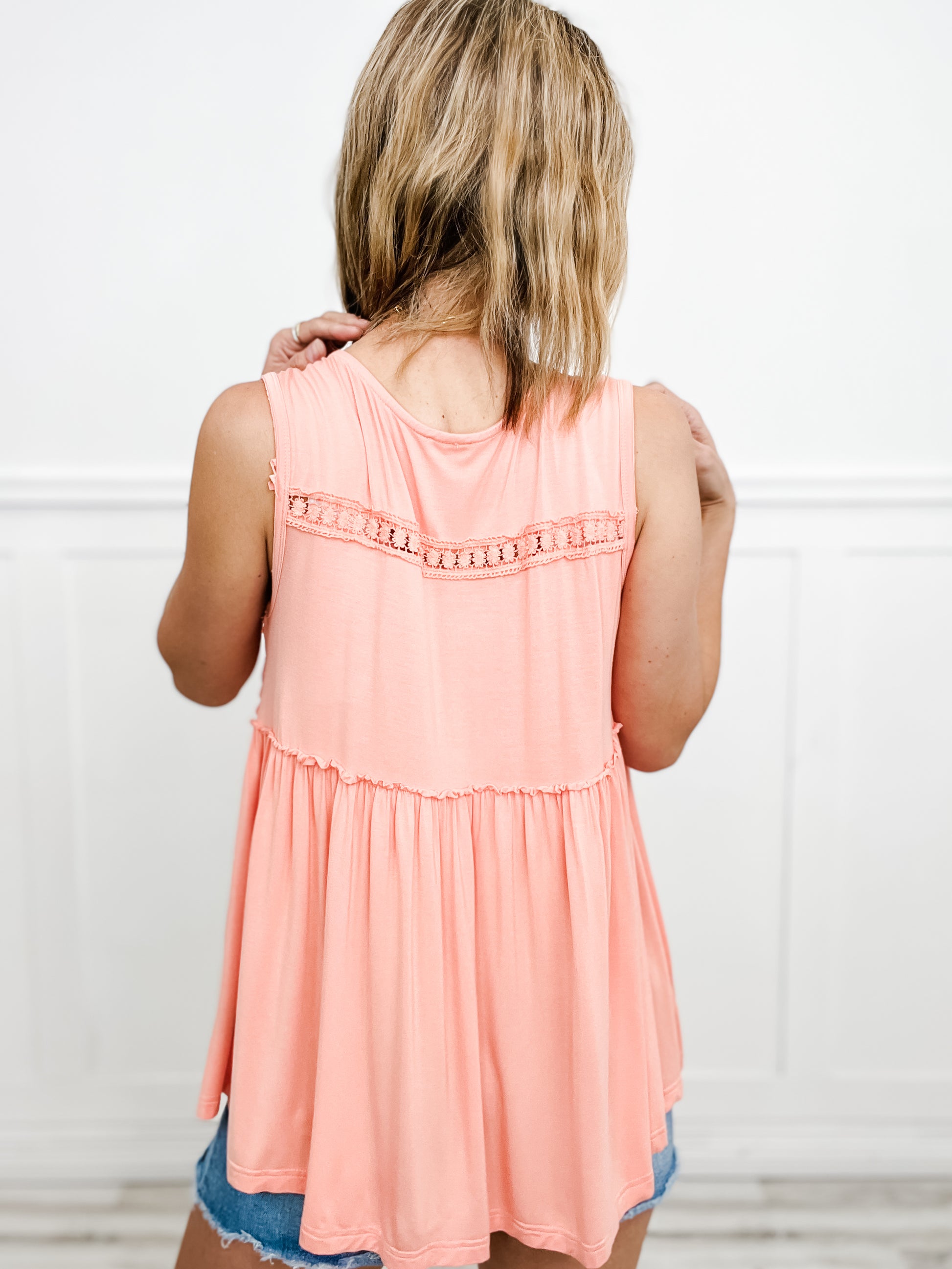 Just Call Me Baby Sleeveless V-Neck Babydoll Top - Group B