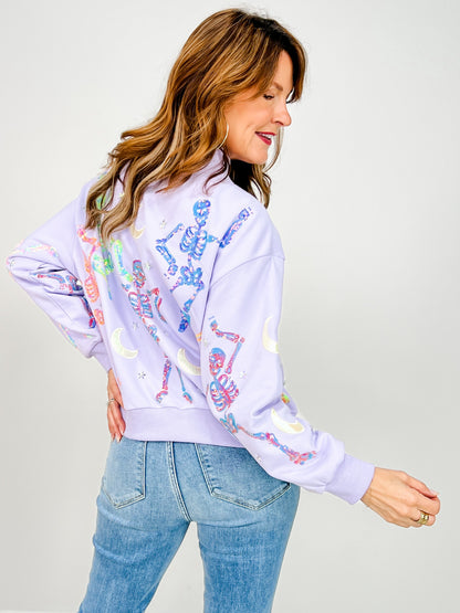 Queen of Sparkles Dancing Skeleton Mock Neck Sweatshirt