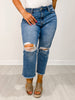 Vervet THUNDERSTRUCK High-Rise Distressed Crop Straight Jeans