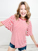 Striped Half Sleeve Round Neck Top