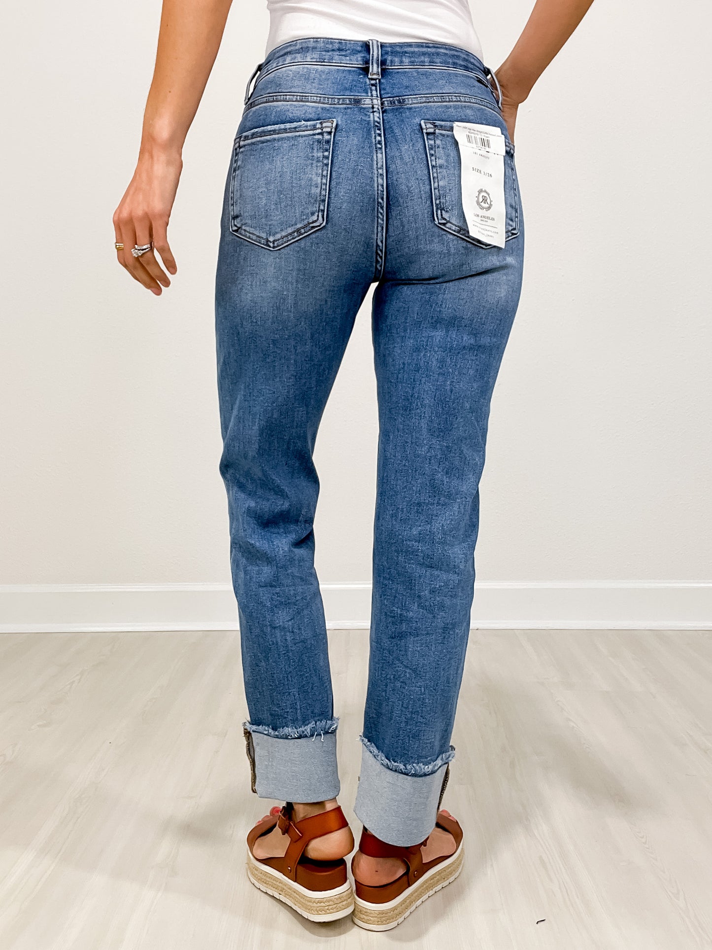 Risen LINDY High Rise Straight Cuffed Relaxed Jeans