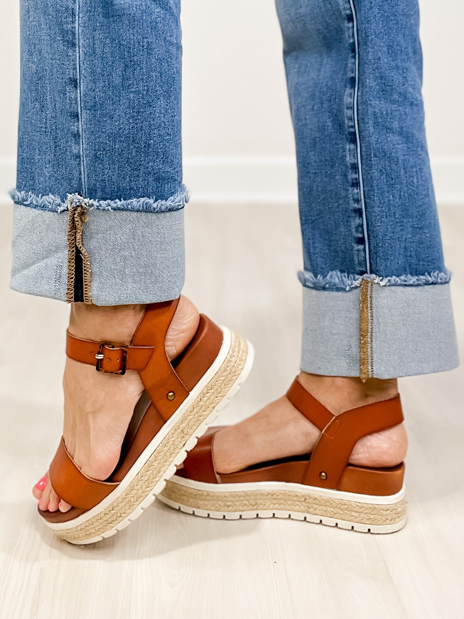 Risen LINDY High Rise Straight Cuffed Relaxed Jeans