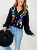Queen of Sparkles Black Rainbow Skeleton Button Up Cardigan