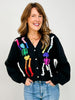 Queen of Sparkles Black Rainbow Skeleton Button Up Cardigan