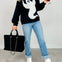 Queen of Sparkles Black & White Flower Sequin Ghost Sweatshirt
