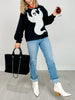 Queen of Sparkles Black & White Flower Sequin Ghost Sweatshirt