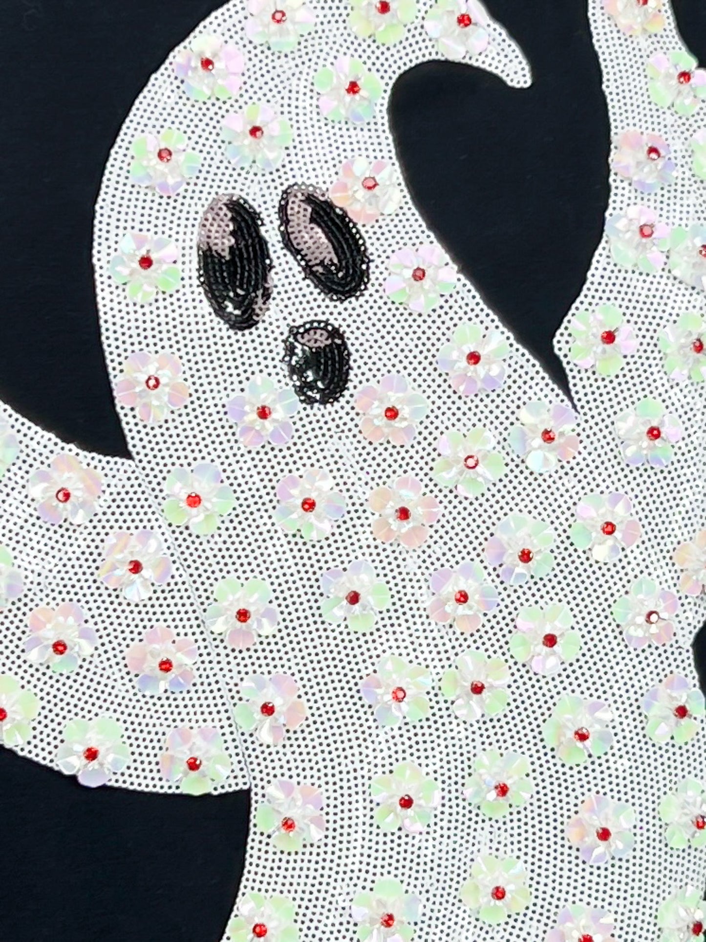Queen of Sparkles Black & White Flower Sequin Ghost Sweatshirt