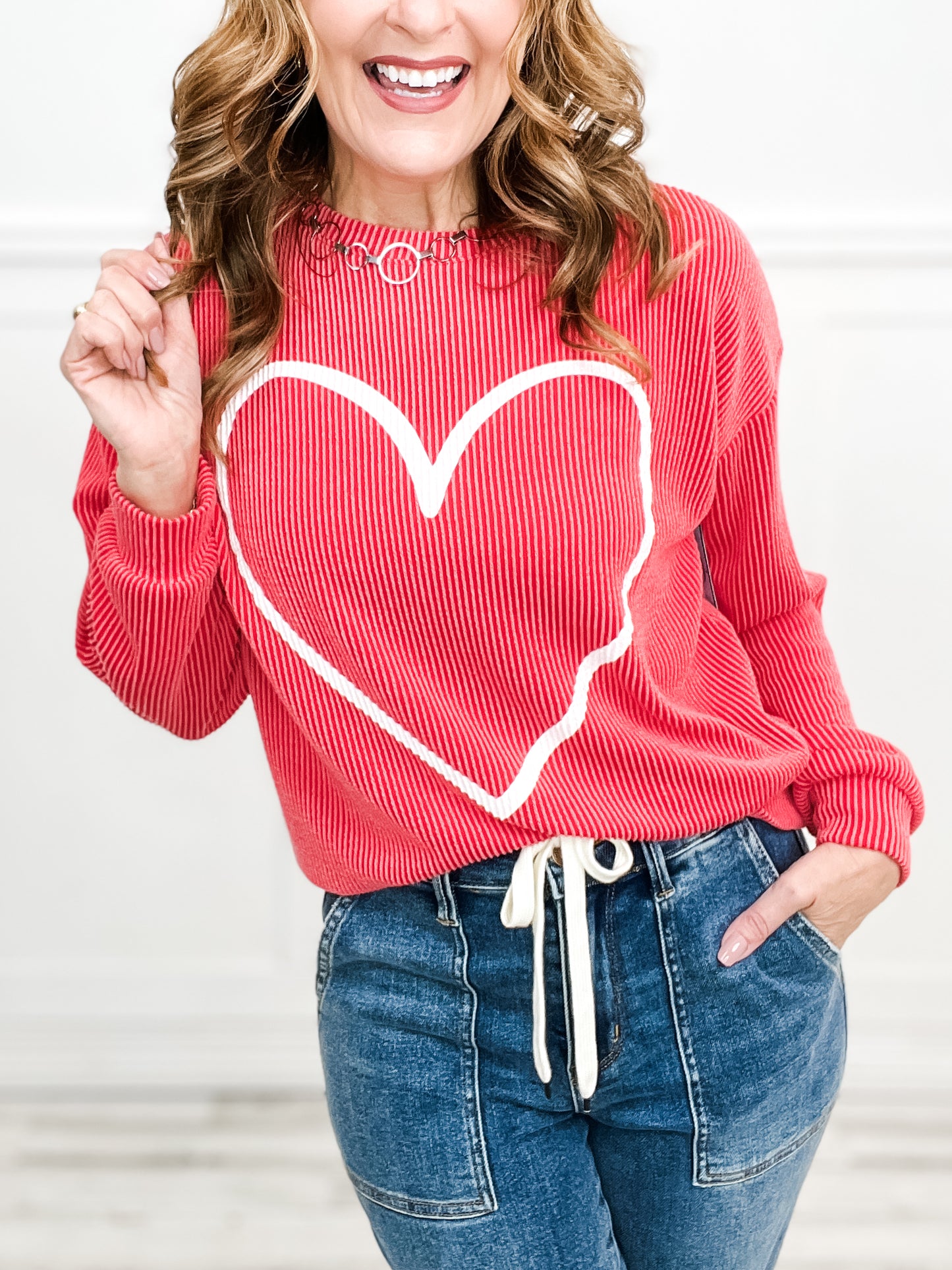 Oh My Heart Ribbed Long Sleeve Heart Top