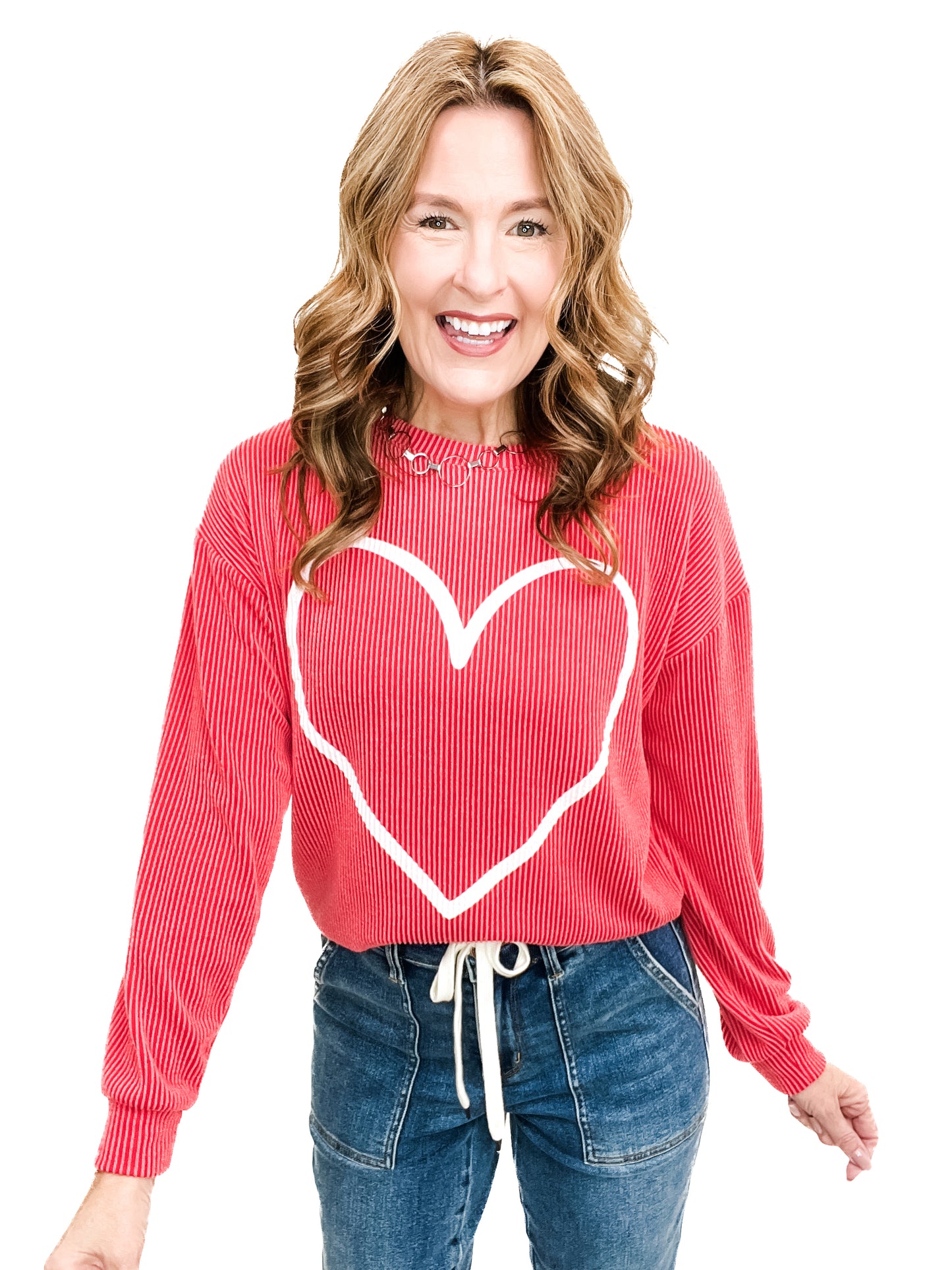 Oh My Heart Ribbed Long Sleeve Heart Top