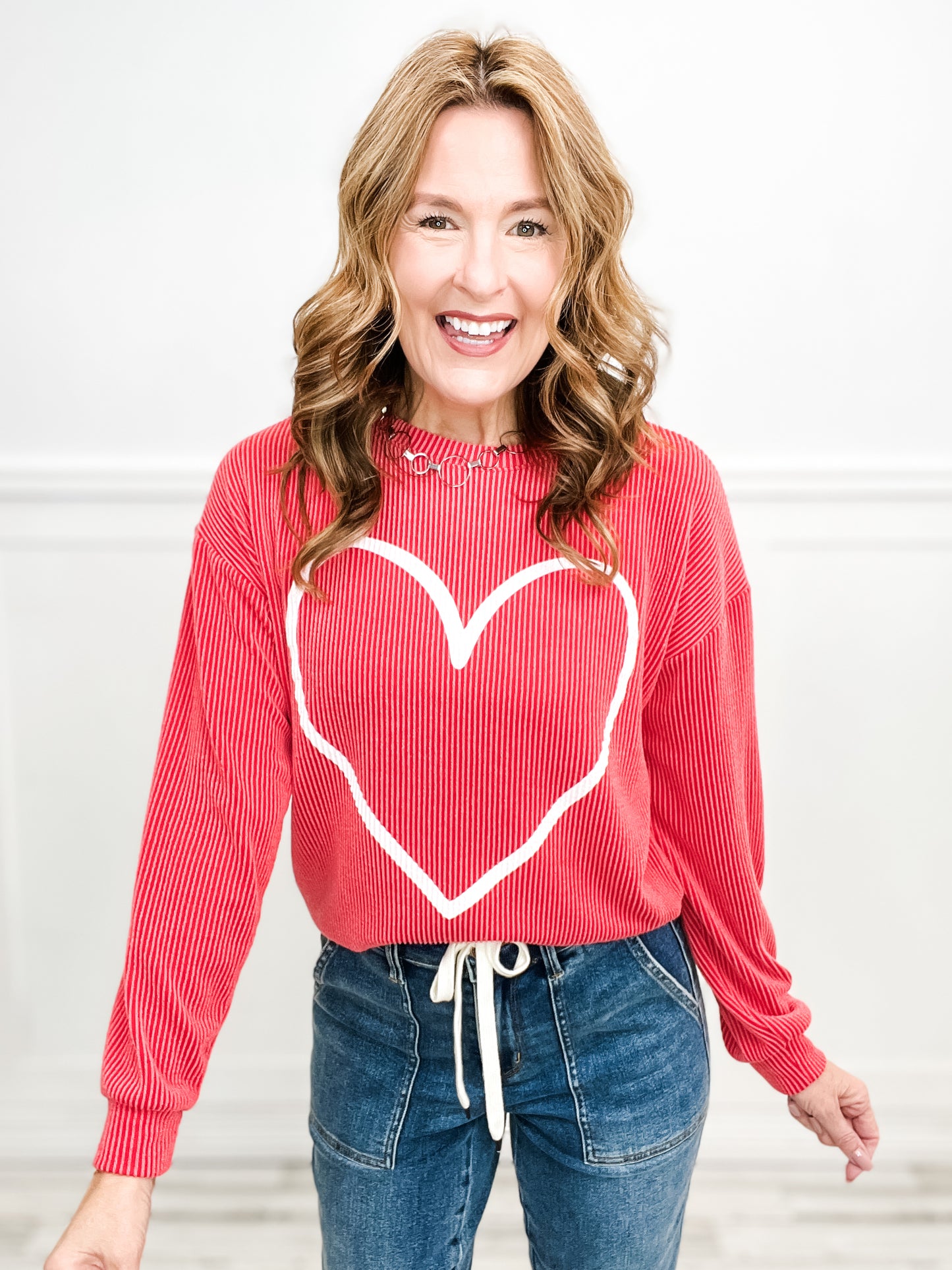 Oh My Heart Ribbed Long Sleeve Heart Top