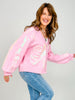 Queen of Sparkles Light Pink Skeleton Button-Up Cardigan