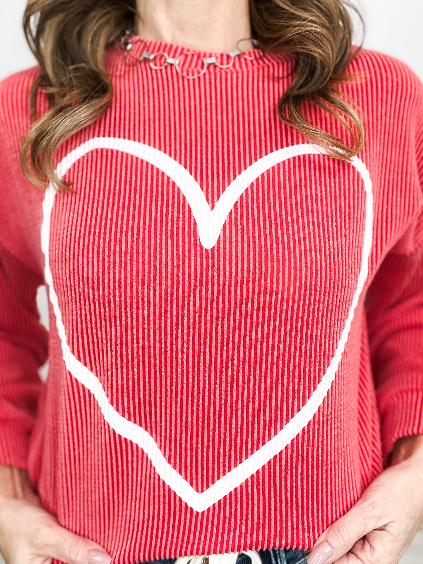 Oh My Heart Ribbed Long Sleeve Heart Top