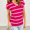 Striped V-Neck Short Sleeve Sweater Top