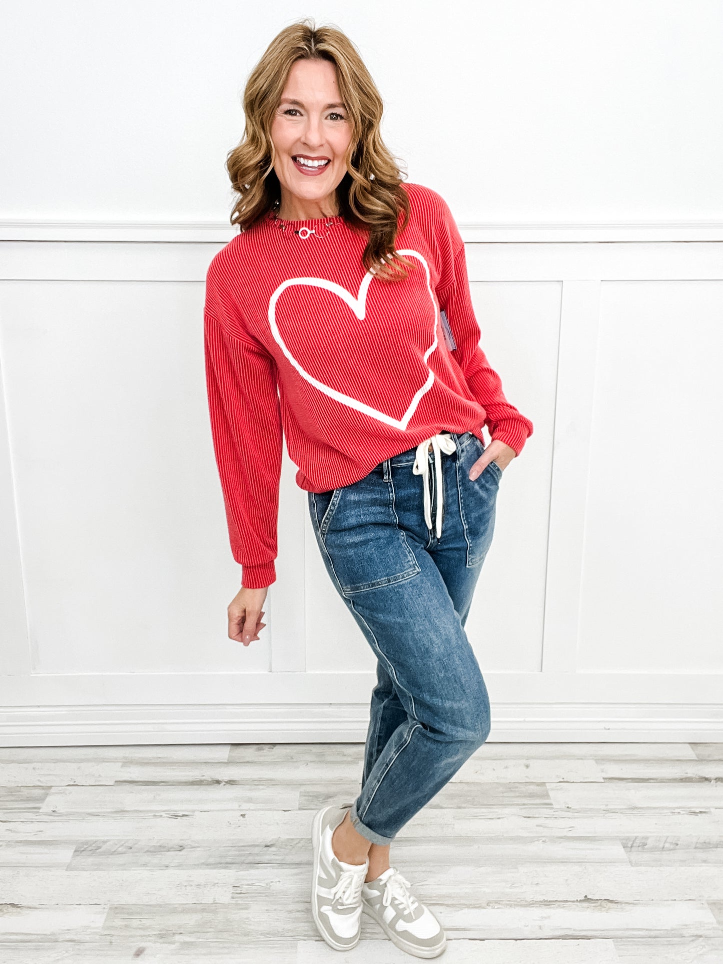 Oh My Heart Ribbed Long Sleeve Heart Top