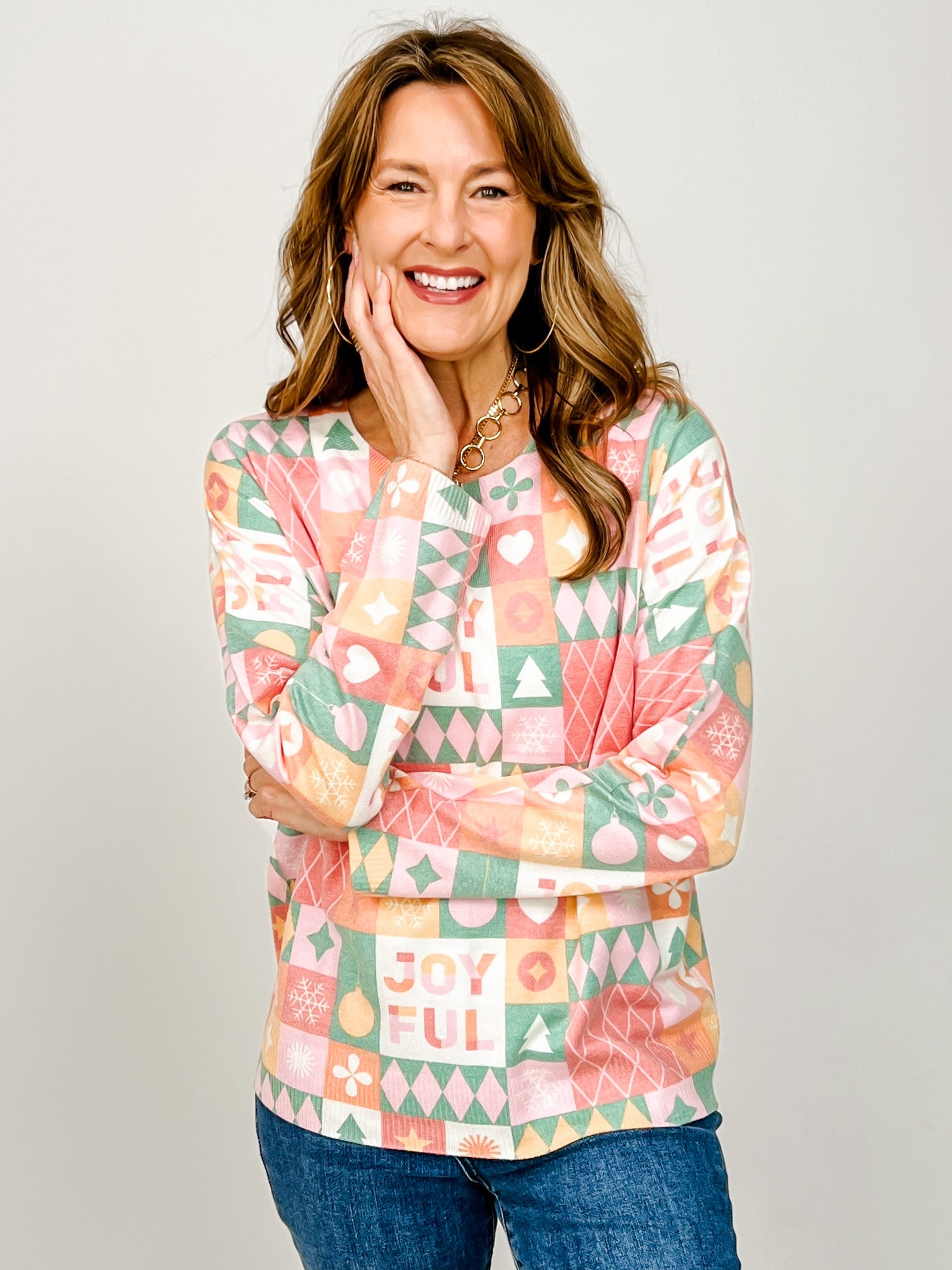 Christmas Themed Fun Print Sweater