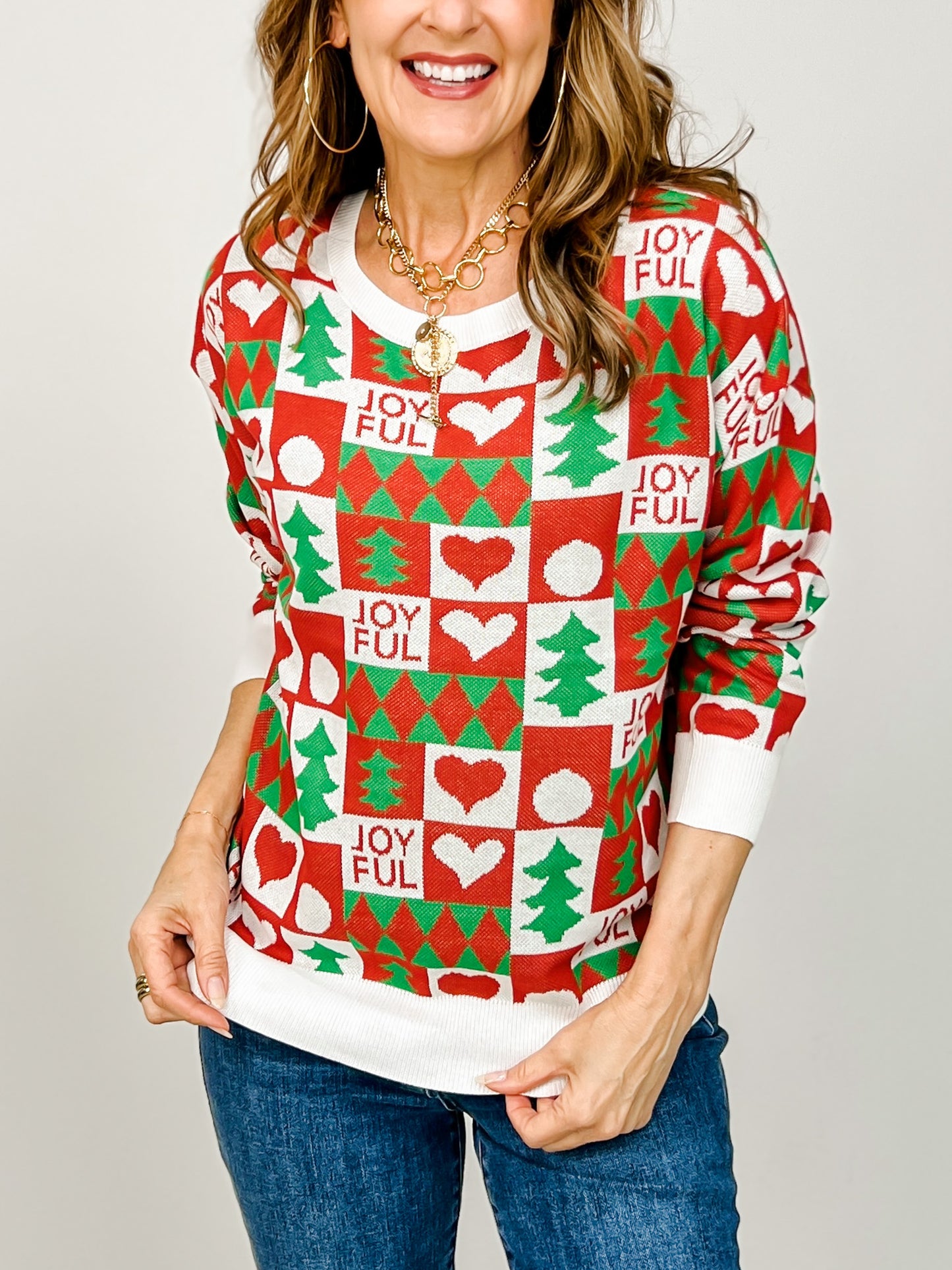 Christmas Themed Joyful Lightweight Sweater