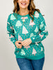 Pastel Colored Christmas Tree Print Sweater