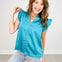 V-Neck Ruffle Sleeve Satin Woven Woven Top