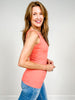 Reversible V or U Neckline Seamless LONG Tank Compression in Hot Coral