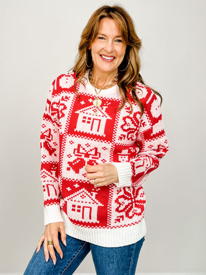 Christmas Themed Fun Print Sweater
