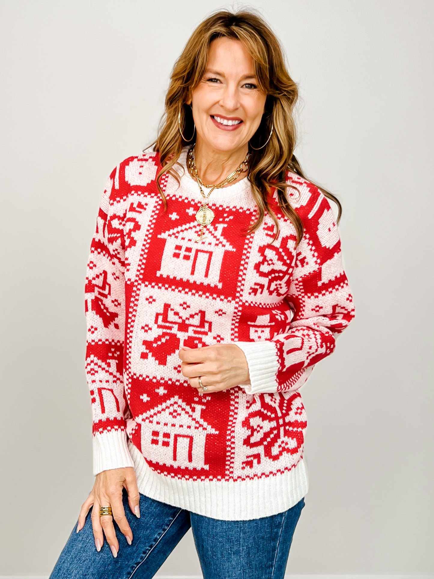 Christmas Themed Fun Print Sweater