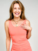 Reversible V or U Neckline Seamless LONG Tank Compression in Hot Coral