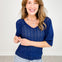 Half Puff Sleeve V-Neck Pointelle Sweater Top