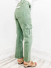 Vervet Mid Rise Straight Leg Cargo Jeans in Army Green