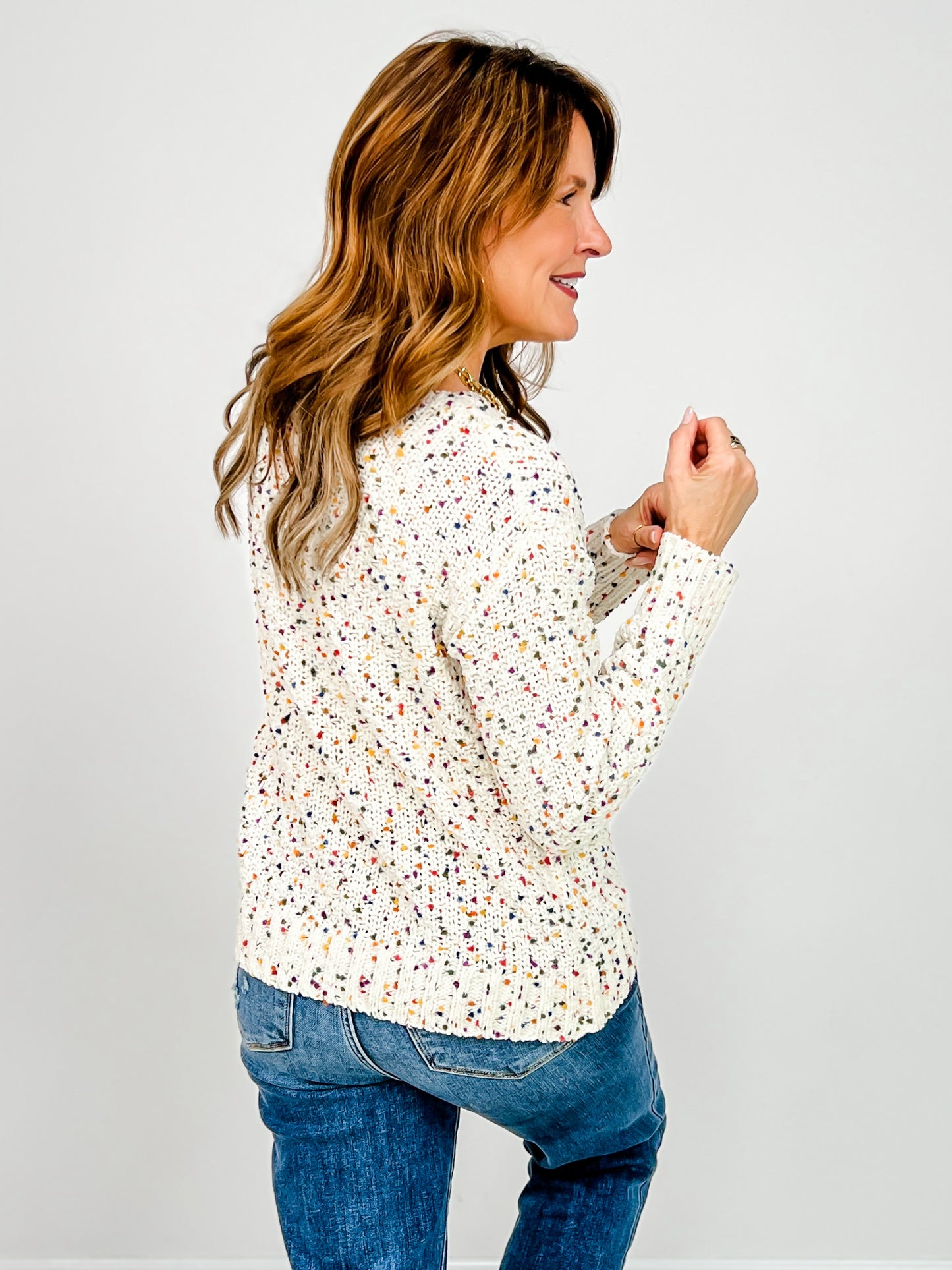 Multi Color Popcorn Pullover Sweater