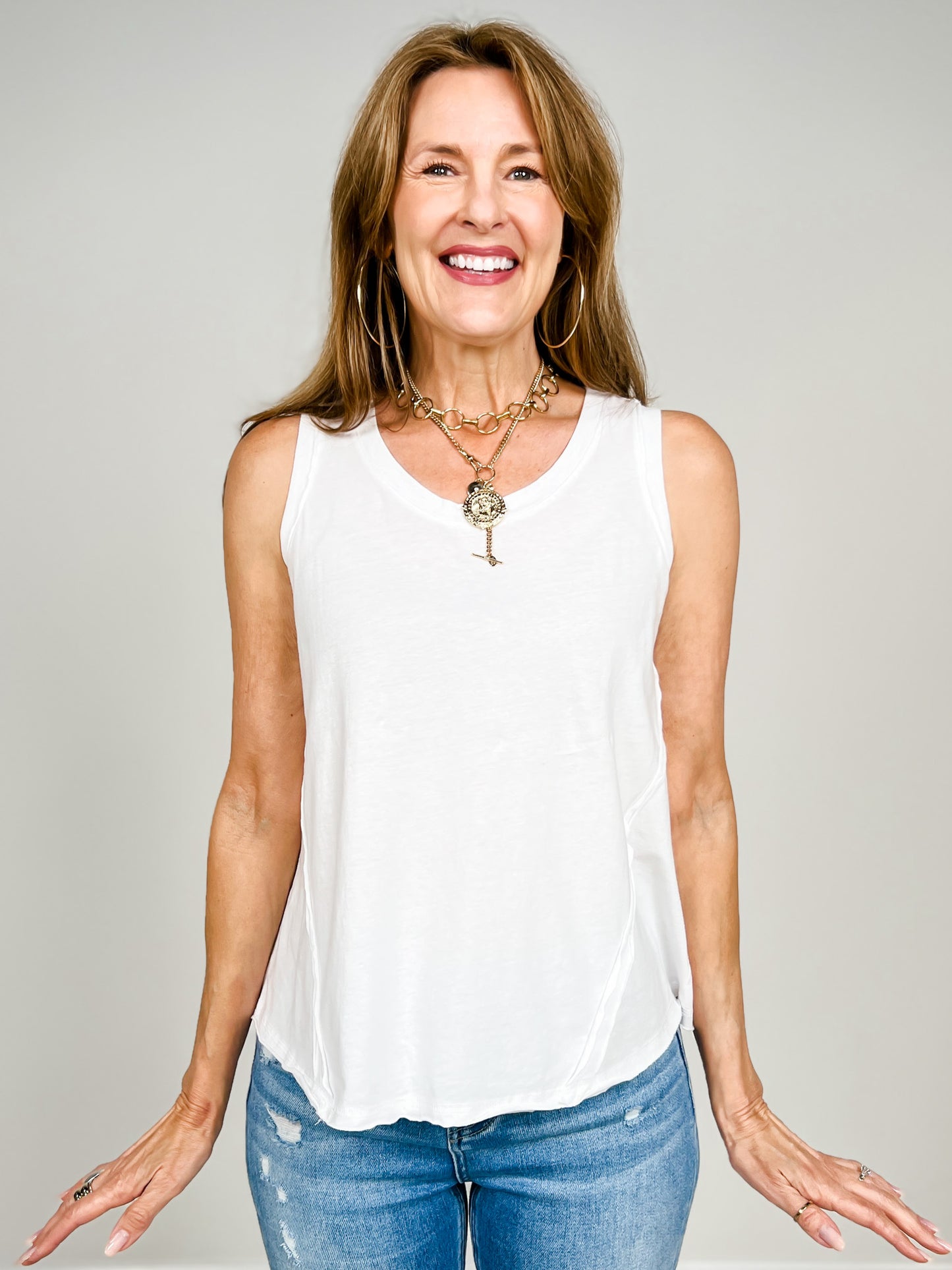 The Essential Raw Edge Cotton Tank - GRP B