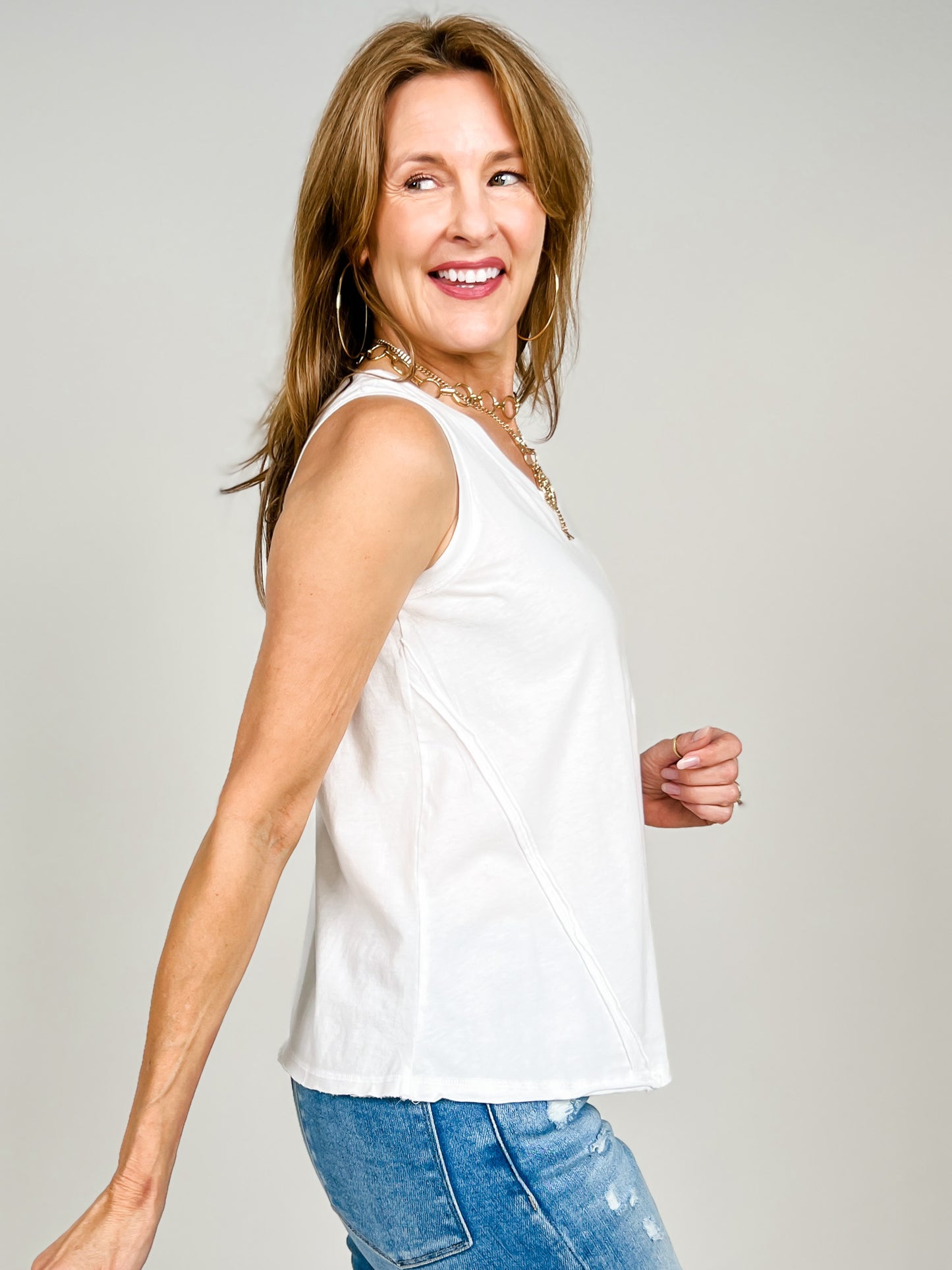 The Essential Raw Edge Cotton Tank - GRP B