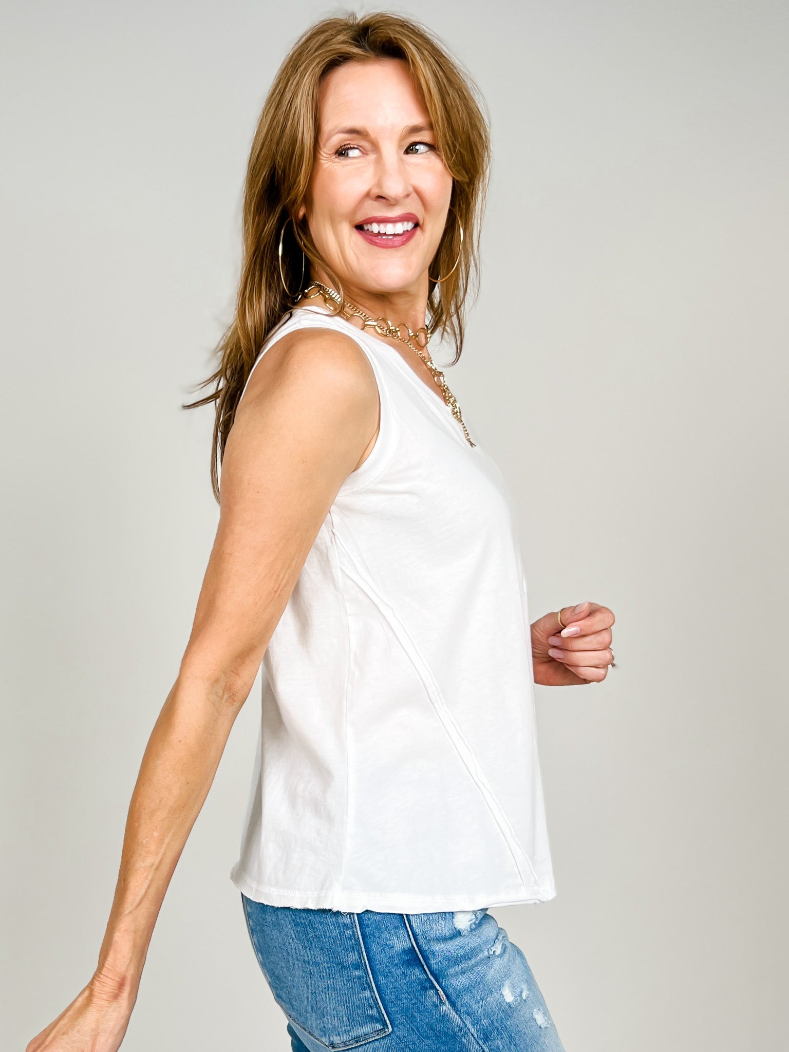 The Essential Raw Edge Cotton Tank - GRP B