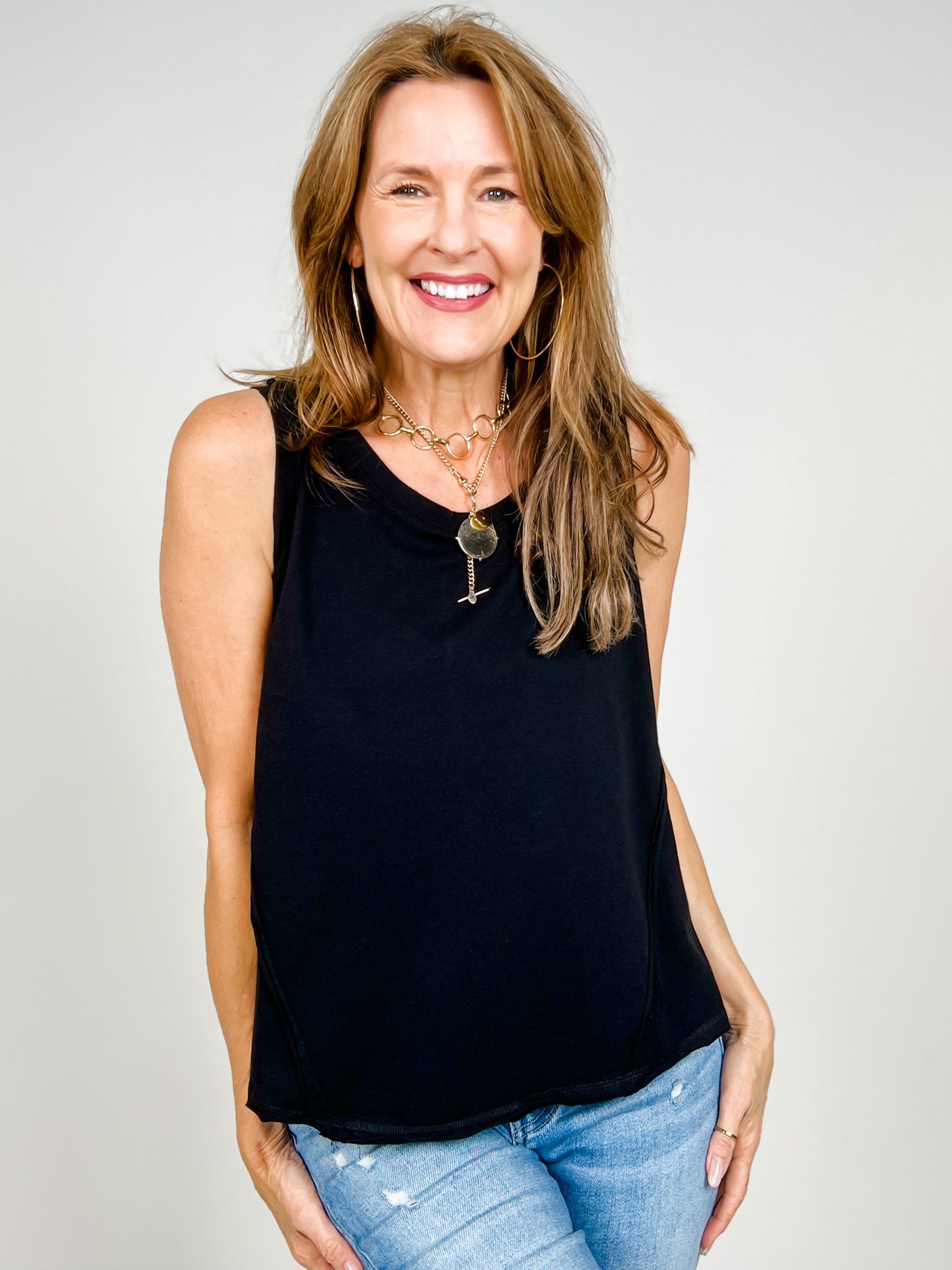 The Essential Raw Edge Cotton Tank - GRP B