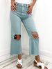 Vervet Super Fly Vintage Cropped Flare Jeans in Cloud Blue